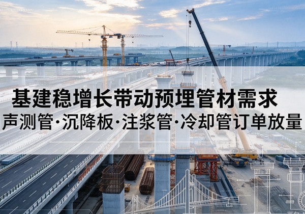 白河基建稳增长带动预埋监测管材需求，声测管、沉降板、注浆管订单持续放量